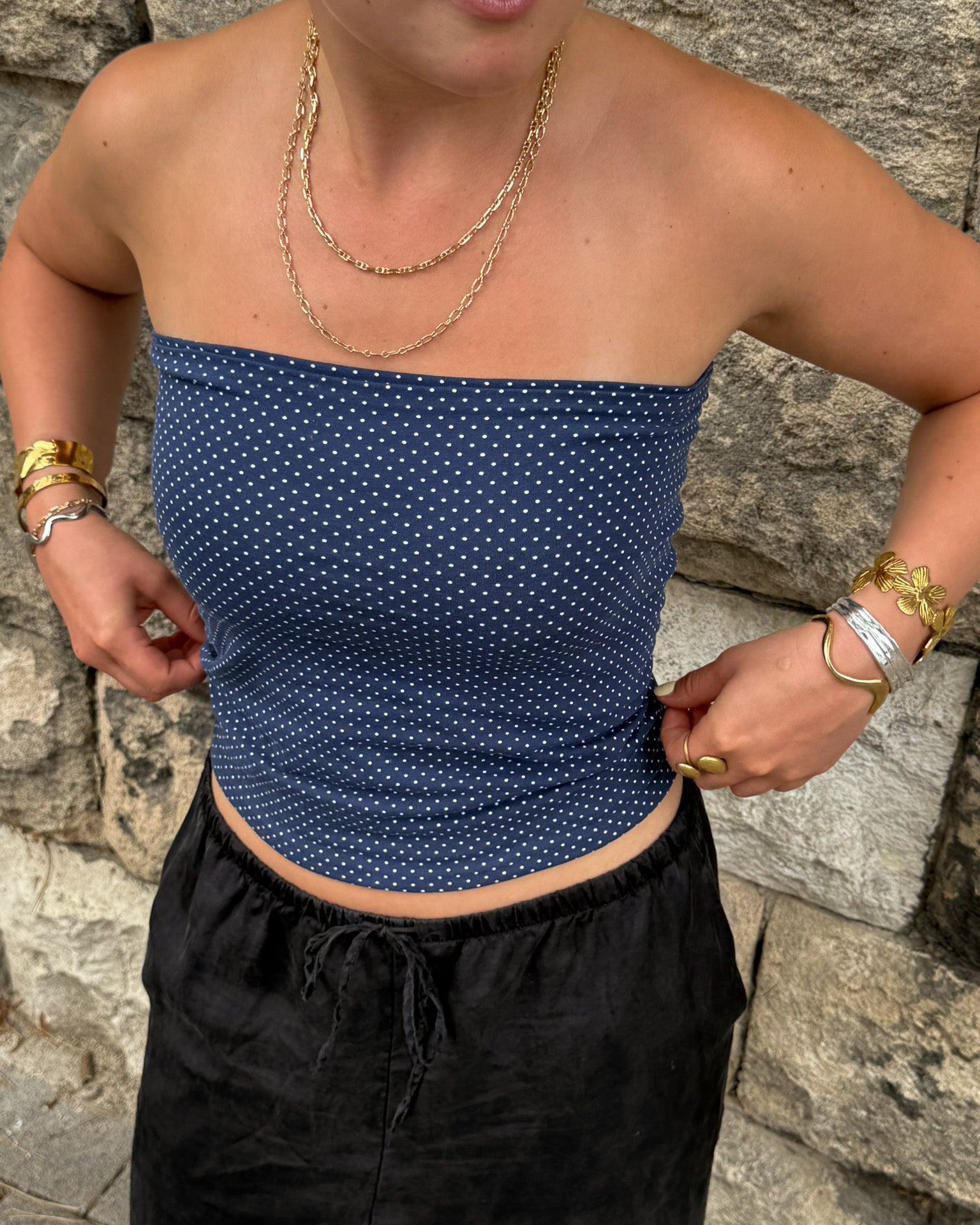Phelia Bandeau Top - Navy - GOLDEN DAYS LABEL